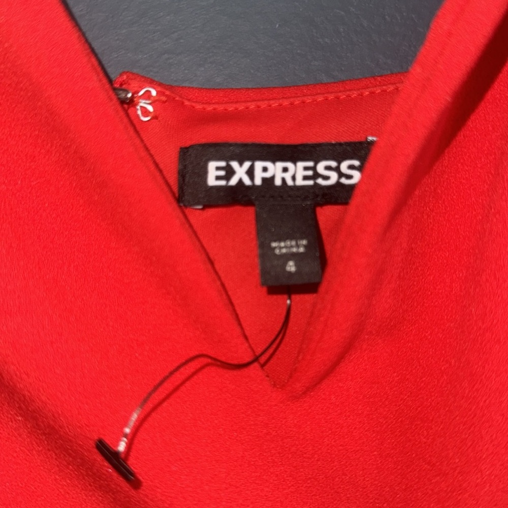 EXPRESS MINI BODYCON DRESS RED SIZE 4 95% POLYESTER 5% SPANDEX - Picture 3 of 4